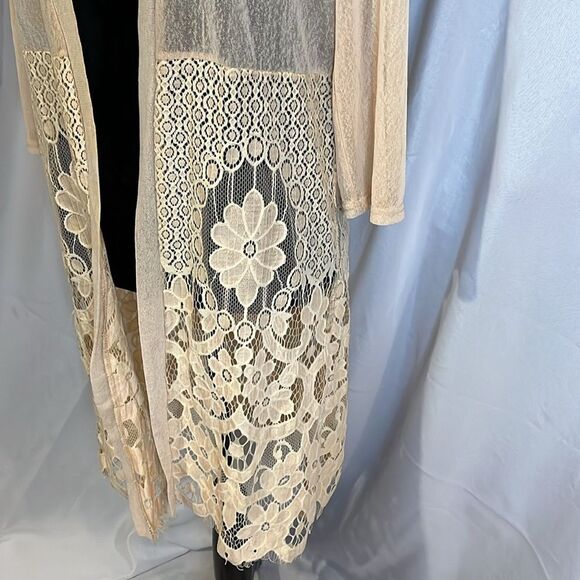 FORGOTTEN GRACE Sheer Lace Kimono Coverup Size M - Picture 5 of 8